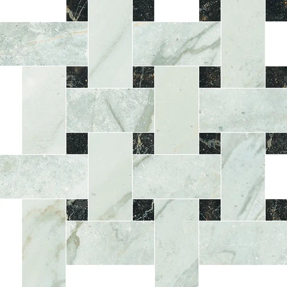 Mosaïque Antique Aurea de Centura — Basket Weave Grigio Nero
